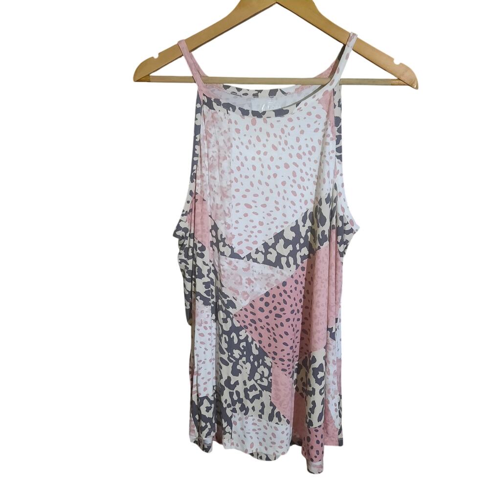Maurices 24/7 Womens Multicolor Leopard and Cheetah Print High Neck Tank Size XL